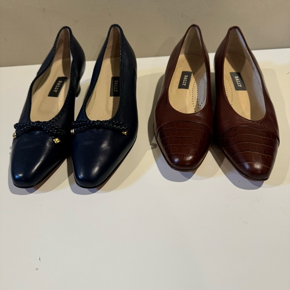 Bally Melissa & Lucy blue pair and Brown Leather Slip-On Pumps Heel Size 10 M - Picture 2 of 16
